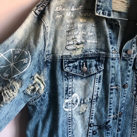 Forbidden To Forbid Doodle Jean Jacket - Picture 3 of 5